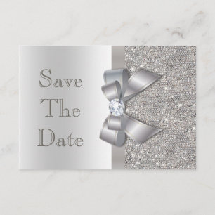 Save The Date Faux Diamants Bow Argent Enregistrer Le Baby showe