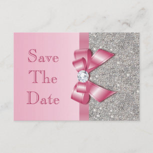 Save The Date Faux Diamants De Bow Rose Enregistrer Le Baby show