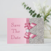 Save The Date Faux Diamants De Bow Rose Enregistrer Le Baby show (Debout devant)