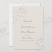 Save The Date Faux Embossed Roses Ecru Formal Classic Wedding (Devant)