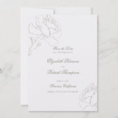 Save The Date Faux Embossed Roses Pearl Formal Classic Wedding (Devant)