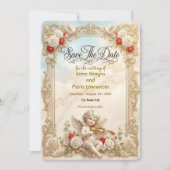 Save The Date Faux filigrane doré et marbre imprimé rococo (Devant)