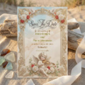 Save The Date Faux filigrane doré et marbre imprimé rococo