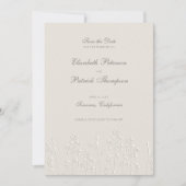 Save The Date Faux Fleurs sauvages Embossés Ecru Mariage formel (Devant)