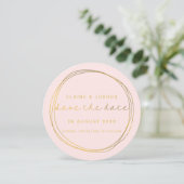 Save The Date Faux Gold Abstrait Scribble Circle Blush & Gold (Debout devant)