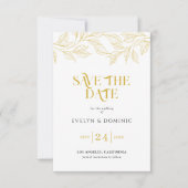 Save The Date Faux Gold Botanical Elegant Wedding (Devant)