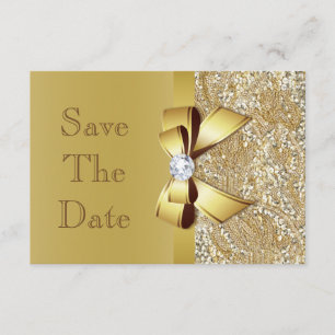 Save The Date Faux Gold Bow Diamonds Enregistrer Le Baby shower