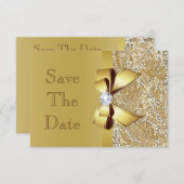 Save The Date Faux Gold Bow Diamonds Enregistrer Le Baby shower (Devant / Derrière)