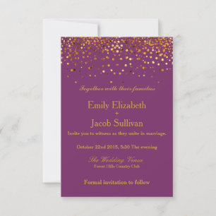 Save The Date Faux Gold Foil Confetti Mariage élégant