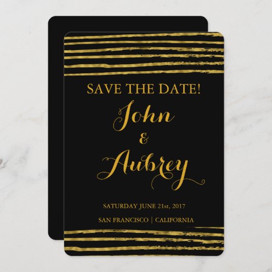 Save The Date Faux Gold Foil Enregistrer la date Elégant mariage (Devant / Derrière)