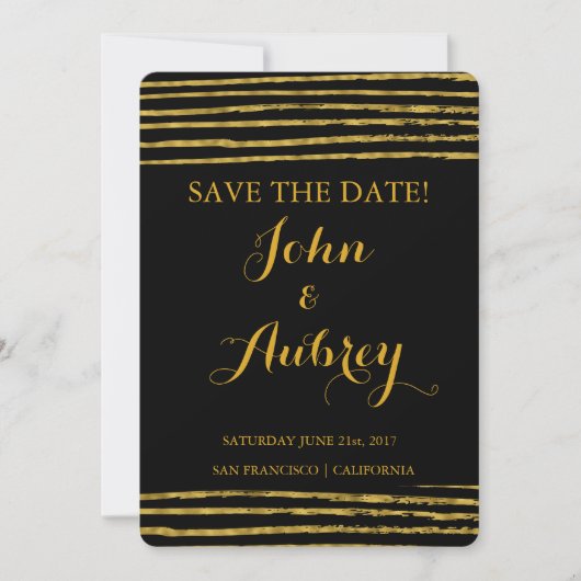 Save The Date Faux Gold Foil Enregistrer la date Elégant mariage (Devant)