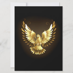 Save The Date Faux Gold Foil Peace Dove en noir