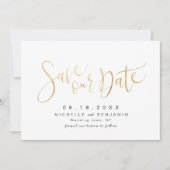 Save The Date Faux Gold Modern Simple Script Enregistrer La Date (Devant)