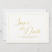 Save The Date Faux Gold moderne en blanc Enregistrer la date (Devant)