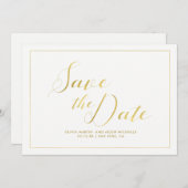 Save The Date Faux Gold moderne en blanc Enregistrer la date (Devant / Derrière)