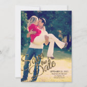 Save The Date Faux Gold Parties scintillant Enregistrer La Date  (Devant)