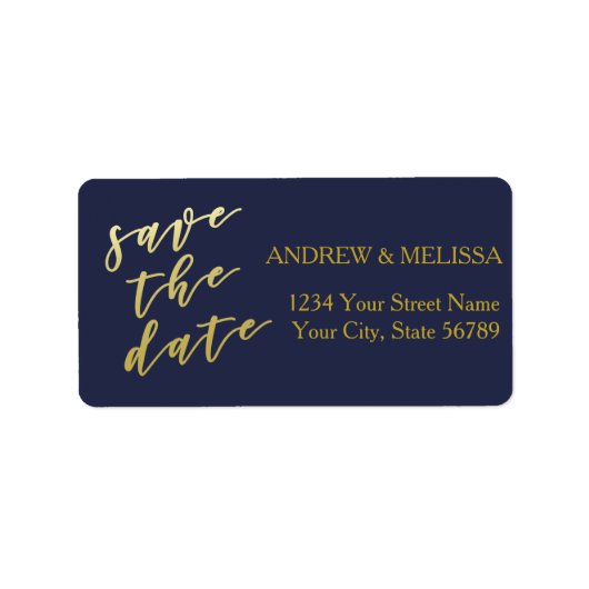 Save the date | Faux Gold Script Etiket (Voorkant)