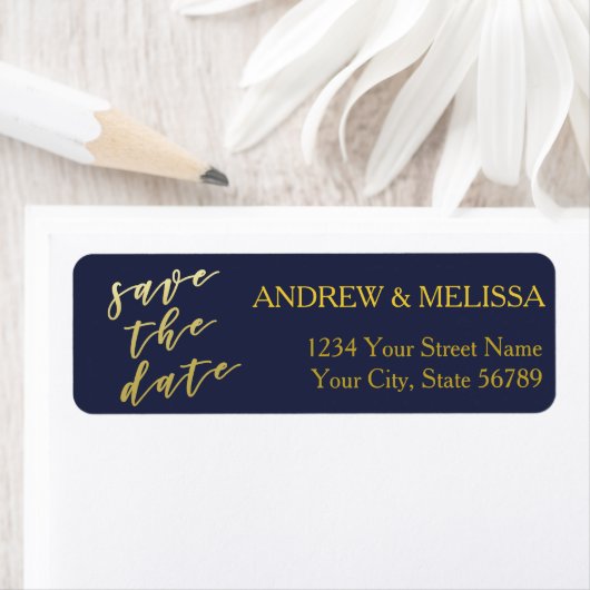 Save the date | Faux Gold Script Etiket (Insitu)