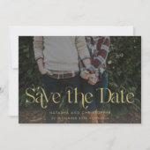 Save The Date Faux Gold Typography Overlay Horizontal Photo (Devant)