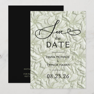 Save The Date Faux Mariage Floral Vert Sauge