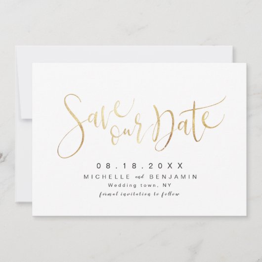 Save The Date Faux or moderne simple écriture sauvegarde la date (Devant)