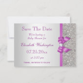 Save The Date Faux Purple Bow Diamonds Enregistrer Le Baby showe (Dos)