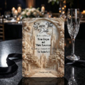 Save The Date Faux relief floral en arc de cathédrale embouti