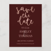 Save the Date faux Roos gouden script bordeaux Aankondigingskaart (Voorkant)