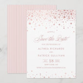 Save The Date Faux rose doré paillettes confettis points mariage (Devant / Derrière)