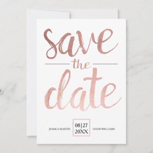 Save The Date Faux Rose Gold Enregistrer la date (Devant)