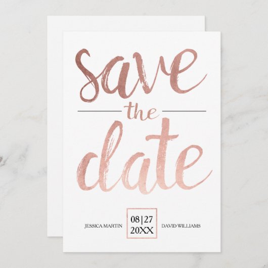 Save The Date Faux Rose Gold Enregistrer la date (Devant / Derrière)
