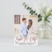 Save The Date Faux Rose Gold Foil Script Photo Enregistrer la da (Debout devant)