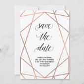 Save The Date Faux Rose Gold Géométrique Enregistrer la date | P (Devant)