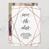 Save The Date Faux Rose Gold Géométrique Enregistrer la date | P (Devant / Derrière)