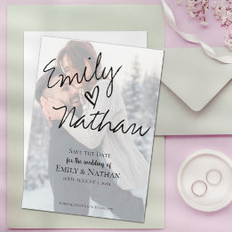 Save The Date Faux Vellum Effect Photo Wedding Enregistrer la da