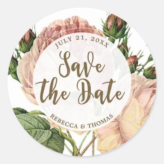Save the Date Favor sticker  Roze Rozen (Voorkant)