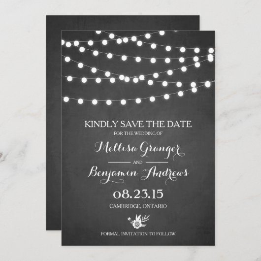 Save The Date Fée blanche Faux Faux Chalkboard Mariage (Devant / Derrière)