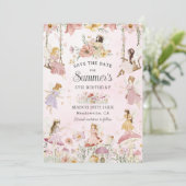 Save The Date Fées Whimsical Anniversaire Fleur Jardin prairie (Debout devant)