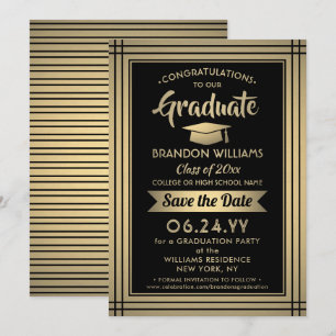Save The Date Félicitations à la finition Black & Gold Faux Foil