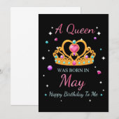 Save The Date Femme Art Une Reine Est Née En Mai (Devant / Derrière)