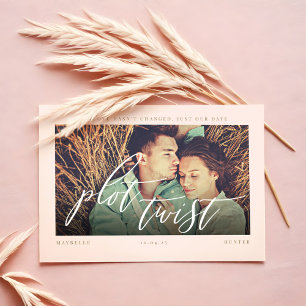 Save The Date Fente Twist Moderne Minimale Calligraphie & Photo