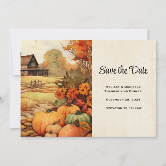 Save The Date Ferme citrouille automne récolte Thanksgiving (Devant)