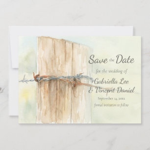 Save The Date Ferme de campagne au style aquarelle pour mariage