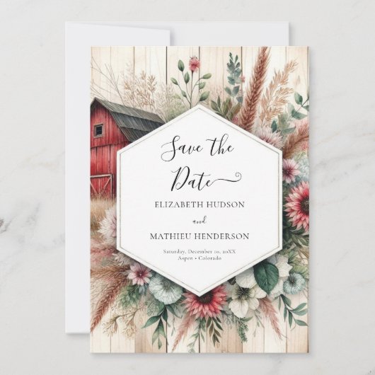 Save The Date Ferme moderne Barnyard Mariage (Devant)