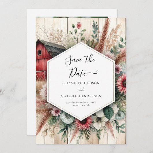 Save The Date Ferme moderne Barnyard Mariage (Devant / Derrière)