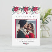 Save The Date Ferme Rouge Floral Plaid Wedding Enregistrer la da (Debout devant)