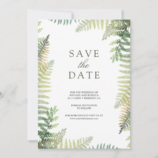 Save The Date Fermes vertes luxuriantes Code QR Mariage photo (Devant)