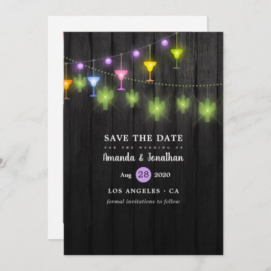 Save The Date Festive String lumières Cinco de Mayo Fiesta Maria (Devant / Derrière)