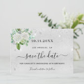 Save The Date Fête anniversaire argent floral enregistrer la dat (Debout devant)