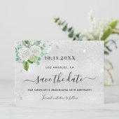 Save The Date Fête anniversaire argent floral enregistrer la dat (Debout devant)